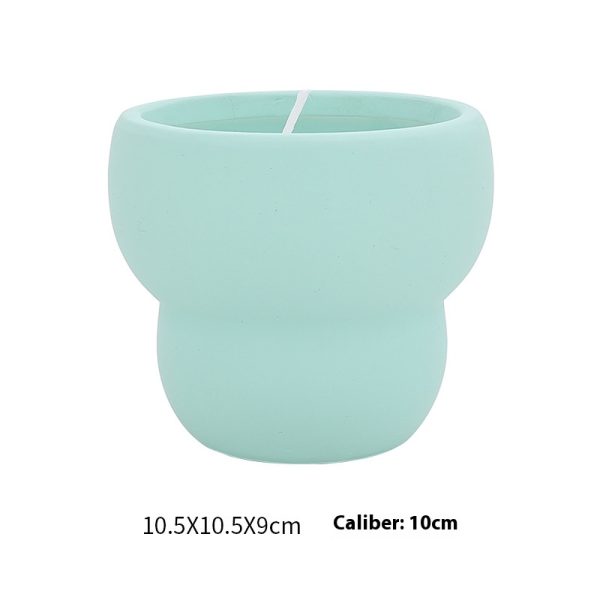 Light Blue Ceramic Candle Holder with Dimensions