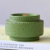 Handcrafted Green Textured Ceramic Candle with Wooden Wick