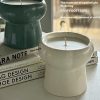 Small Bowl with High Feet Candle in Green and White on Books