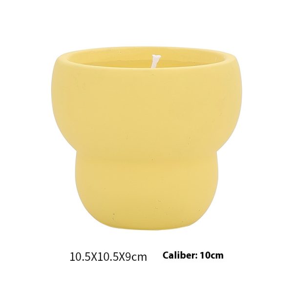 Yellow Ceramic Candle Holder with Dimensions